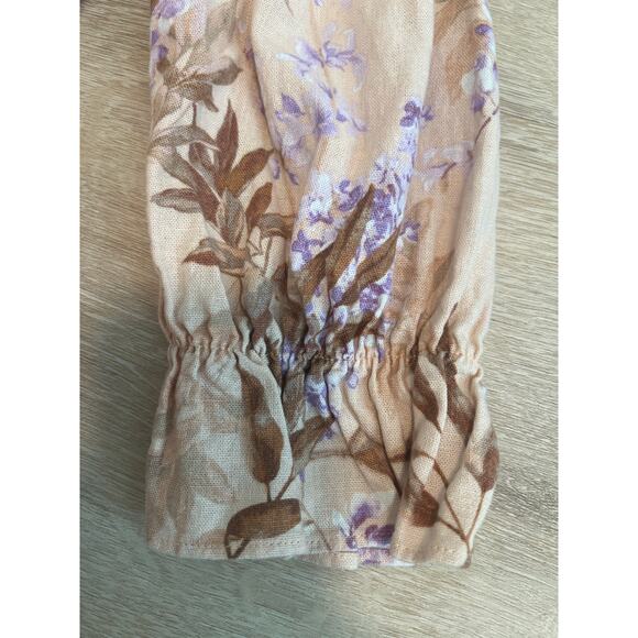 HOUSE OF HARLOW 1969 Linen Blend Midi Dress Size Medium Smocked Midi Peasant - Picture 6 of 7